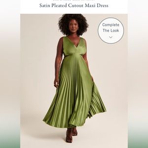 Abercrombie & Fitch Satin pleated cut-out maxi dress - L